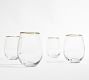 Gold Rim Stemless Wine Glasses - Set of 4