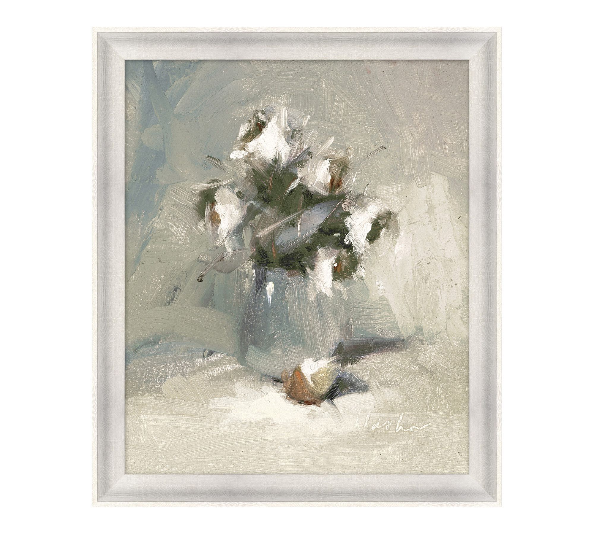 White Blooms Pitcher Framed Print