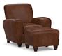 Manhattan Square Arm Leather Chair with Ottoman