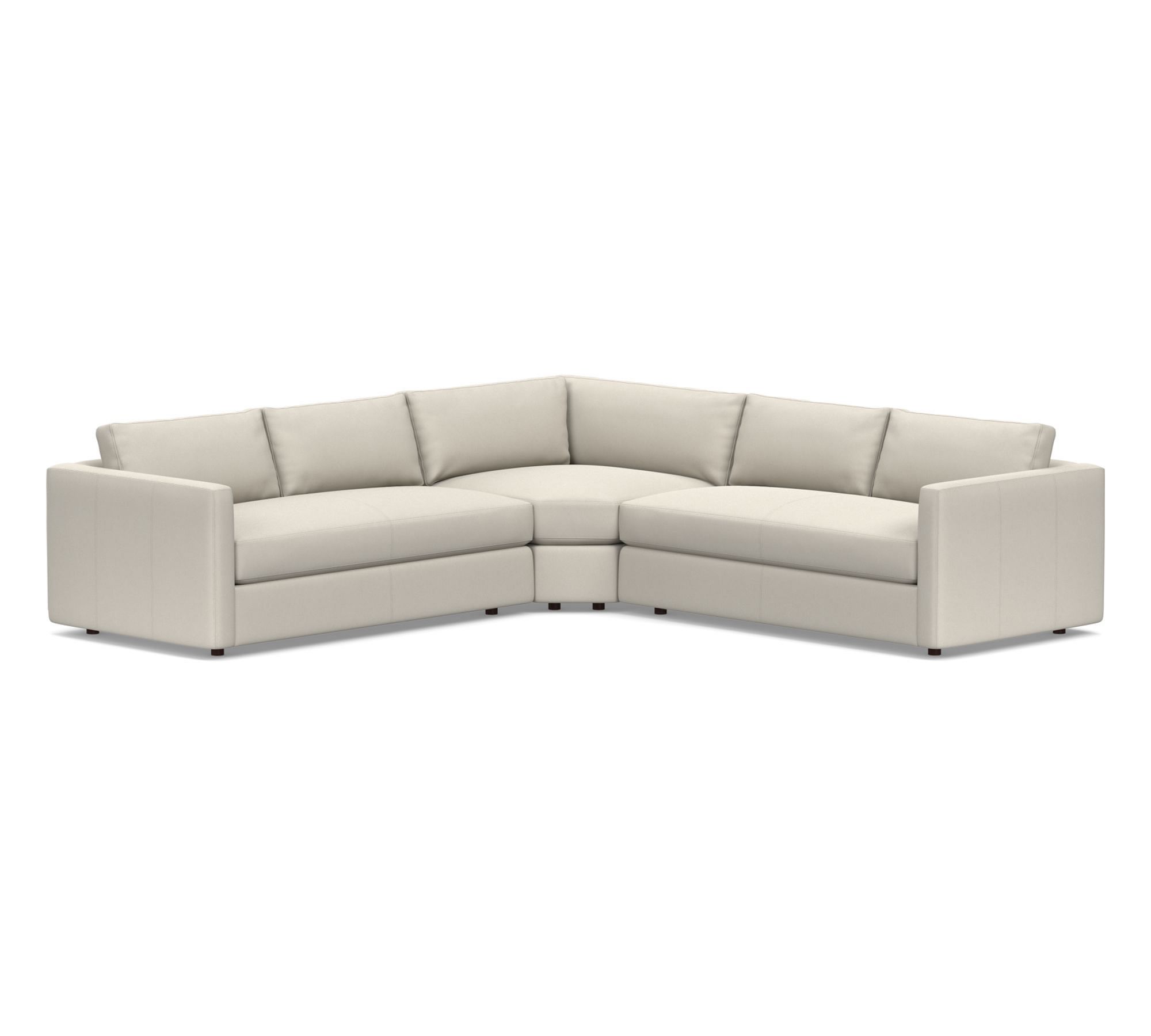 Carmel Slim Arm Leather 3-Piece L-Shaped Wedge Sectional (119")