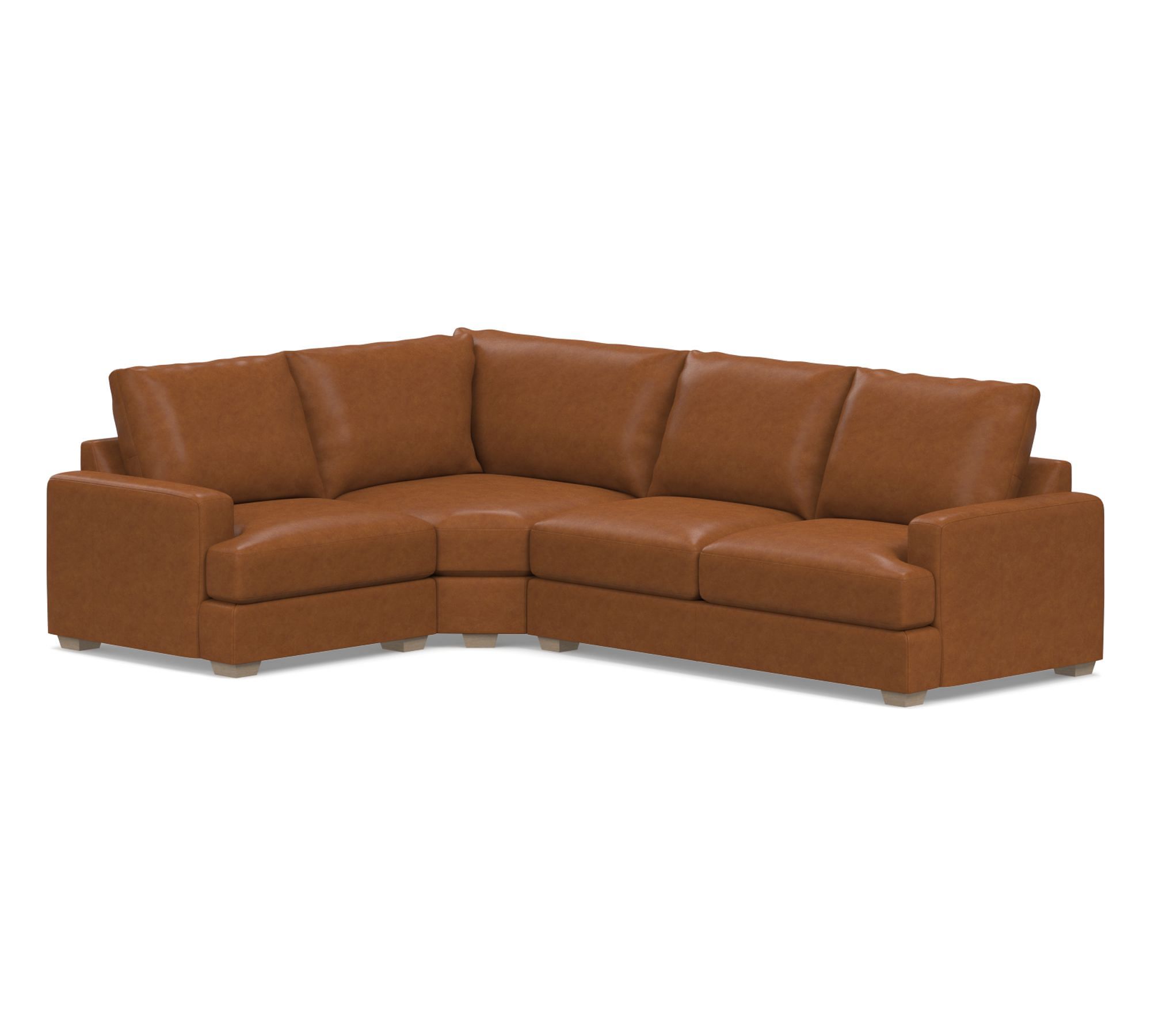 Canyon Square Arm Leather 3-Piece Wedge Sectional (127")