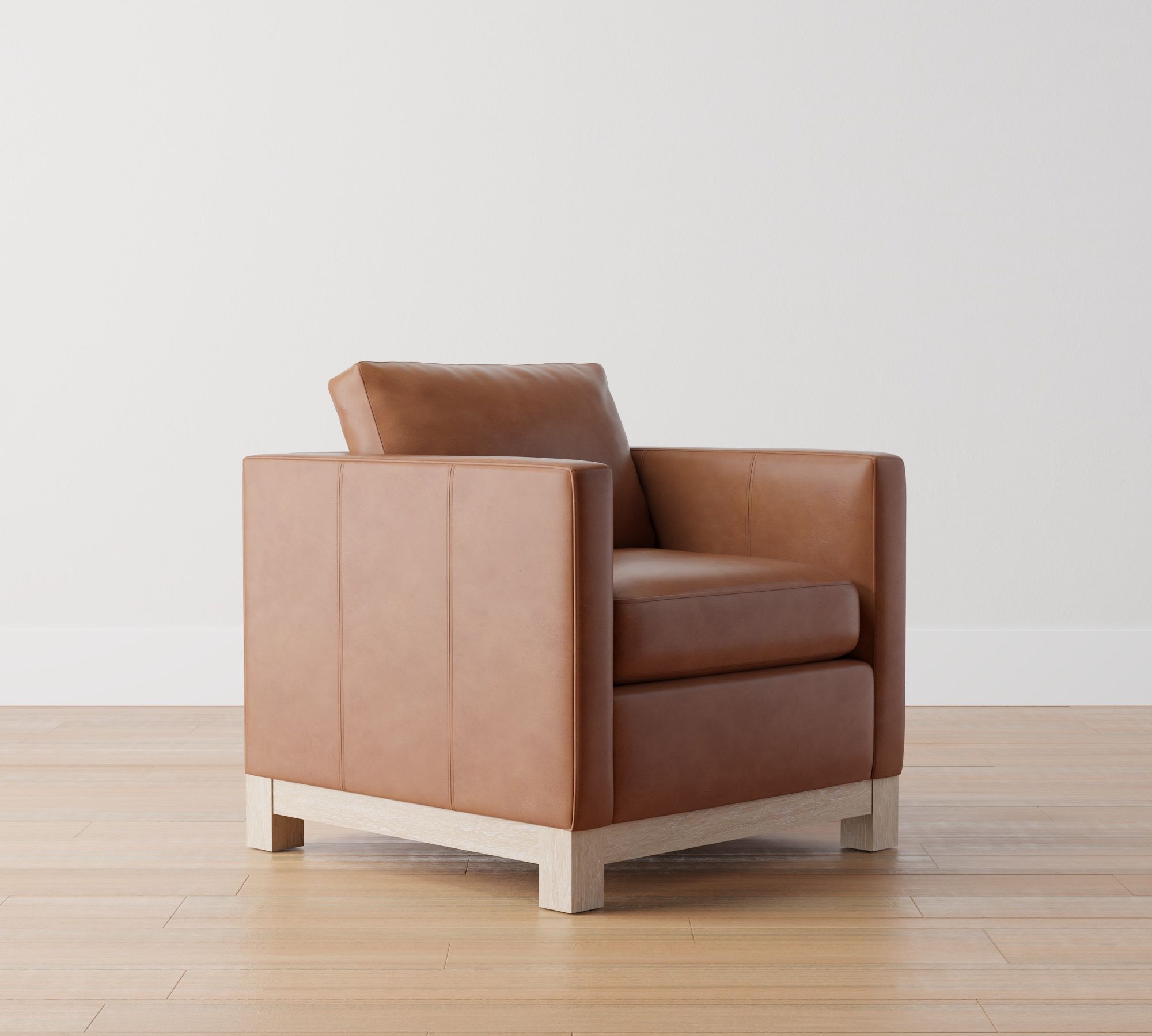 Jake Leather Seadrift Wood Base Chair