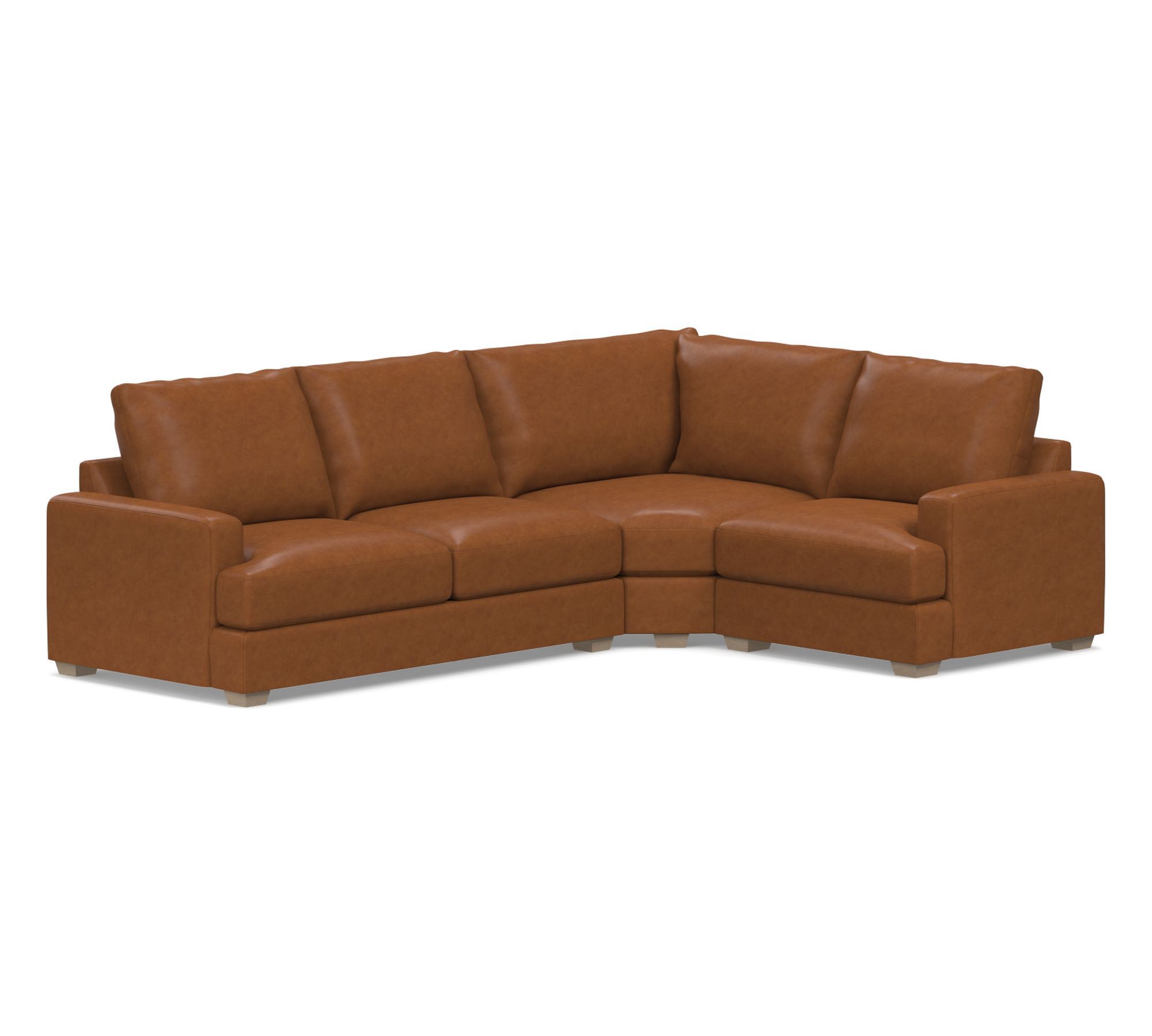 Canyon Square Arm Leather 3-Piece Wedge Sectional (127")