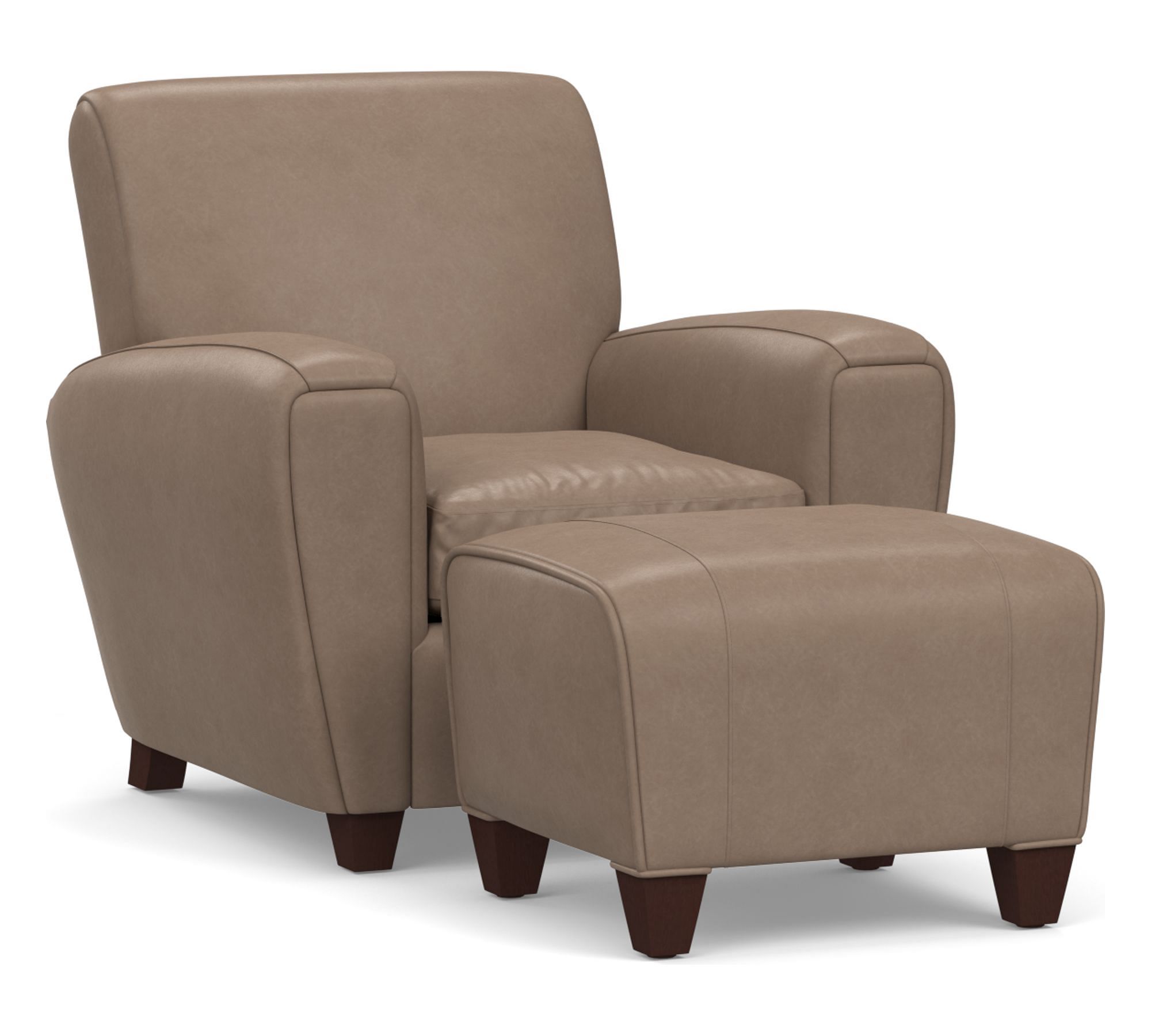 Manhattan Square Arm Leather Chair with Ottoman