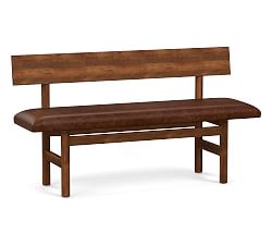 Wood and Leather Bench, Statesville Molasses