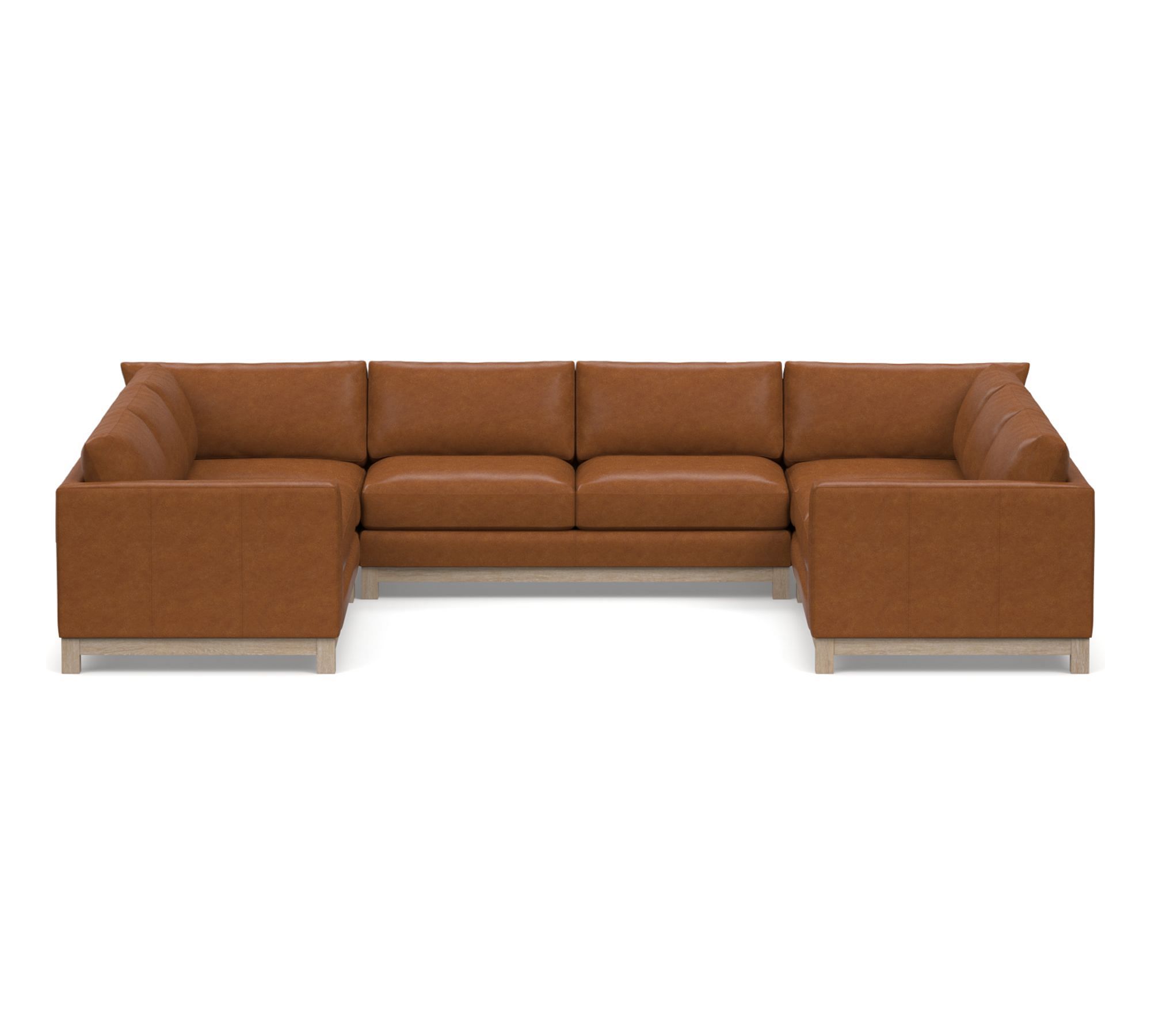 Jake Leather Seadrift Wood Base U-Shaped Sectional (146")