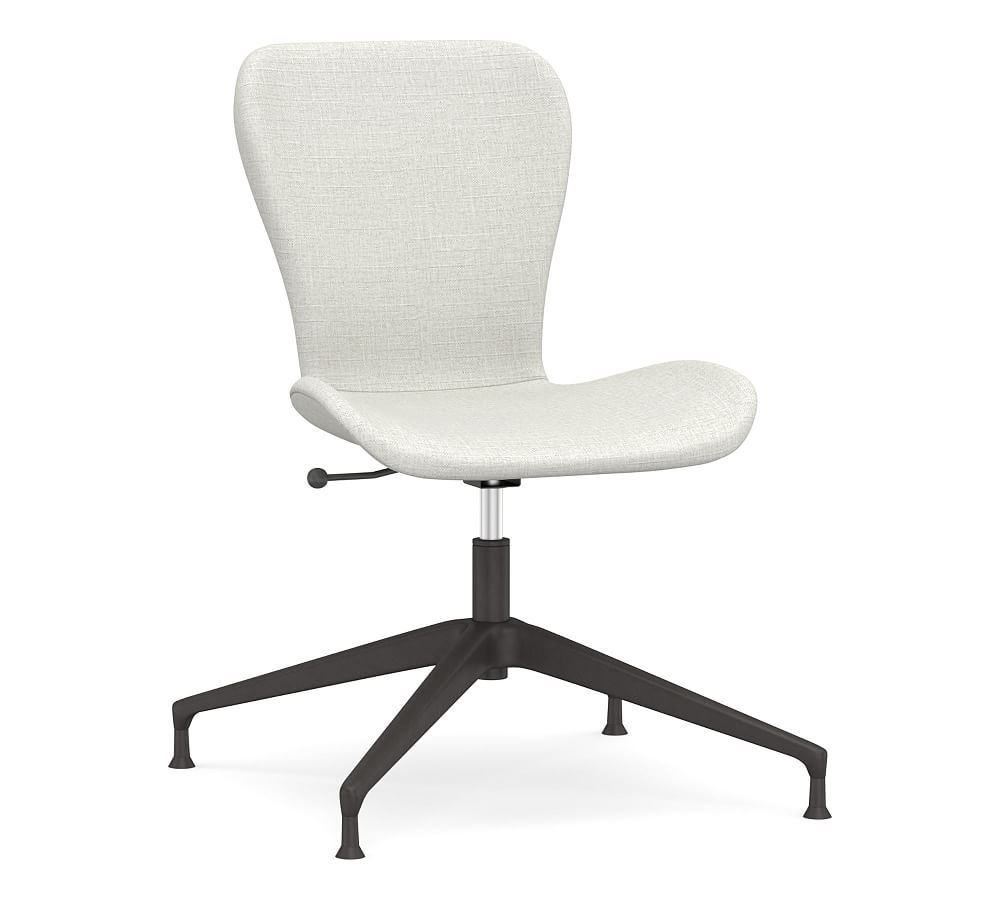 Burke Upholstered Swivel Desk Chair, Basketweave Slub Ivory