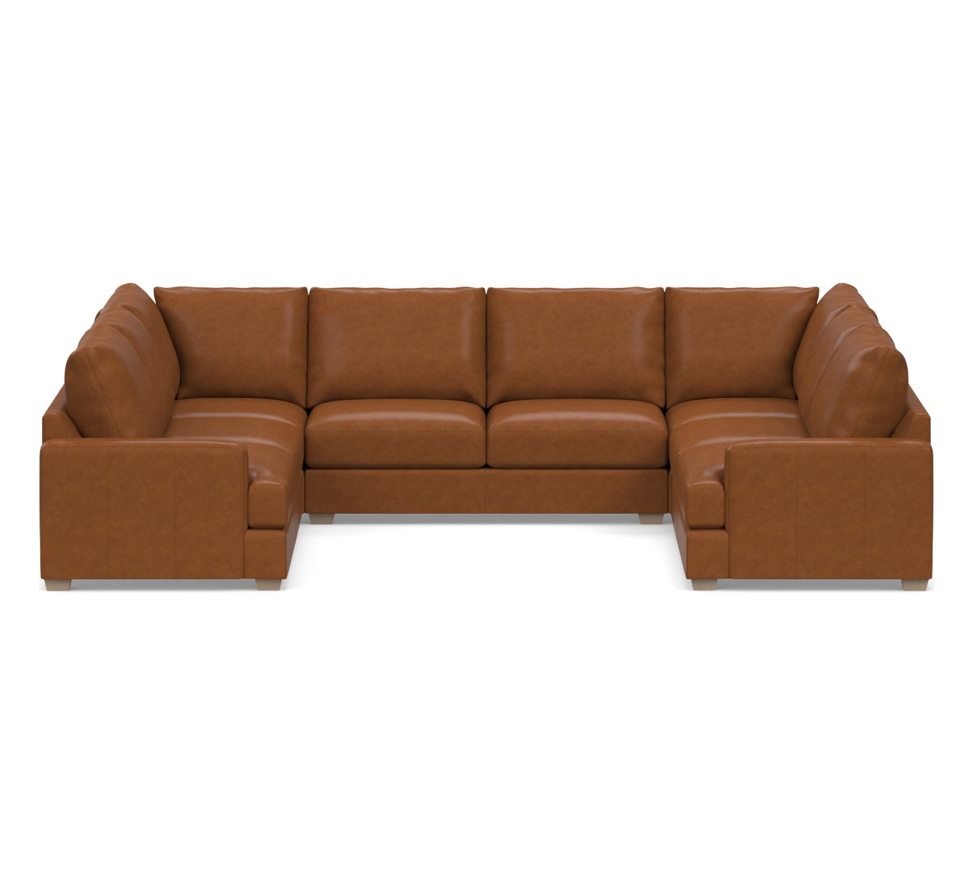 Canyon Square Arm Leather U-Shaped Sectional (153"–189")