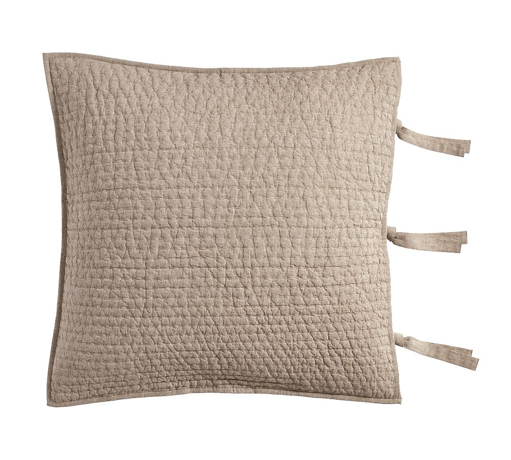 Pick-Stitch Handcrafted Cotton/Linen Quilted EURO Sham (Dark Mocha)