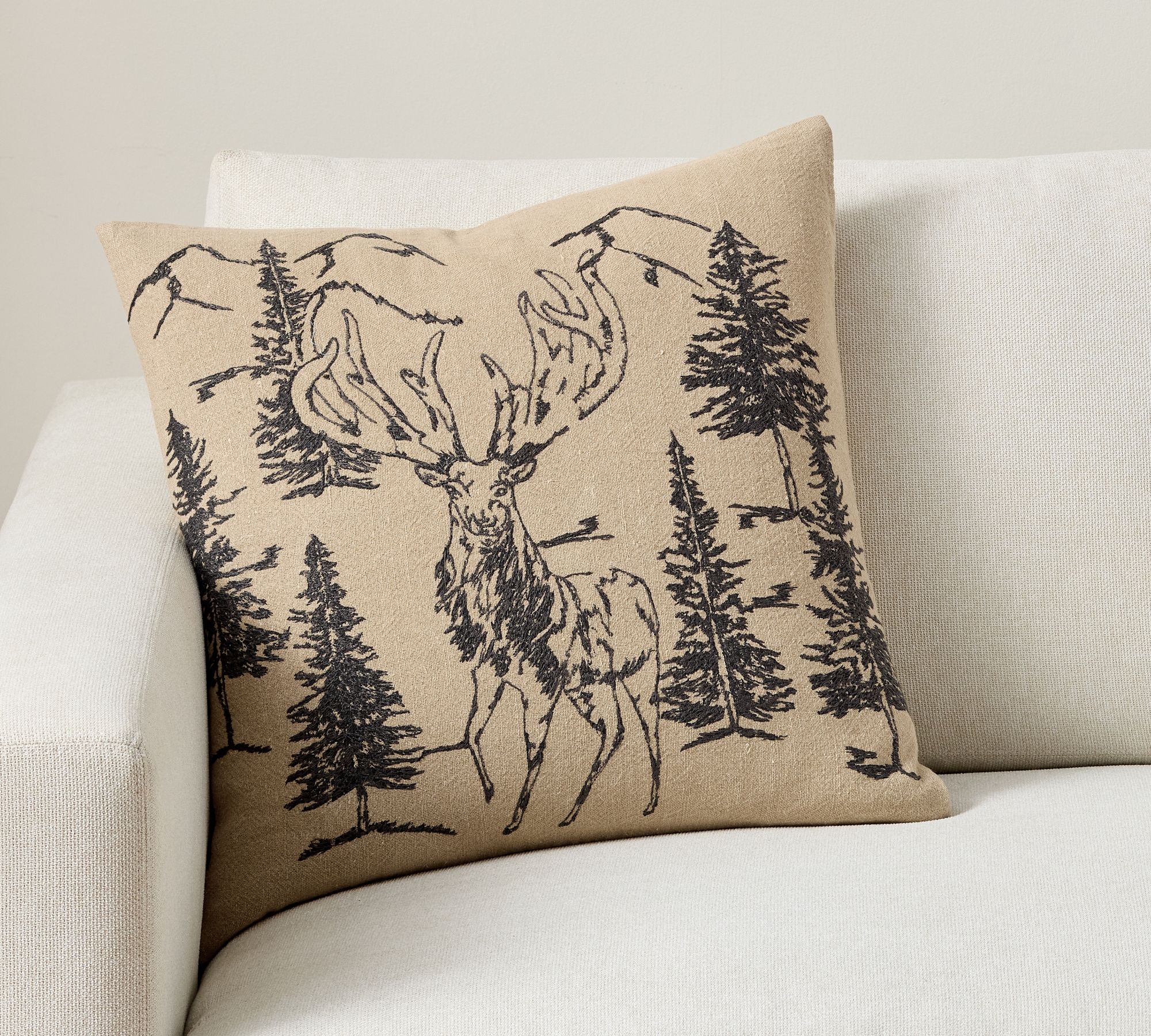 Conell Rustic Forest Embroidered Pillow
