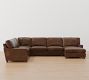 Turner Square Arm Leather 4-Piece Chaise Sectional (137&quot;&ndash;142&quot;)