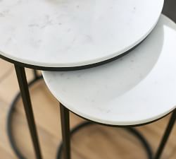 Delaney Round Marble Nesting End Table (18" ) | Pottery Barn