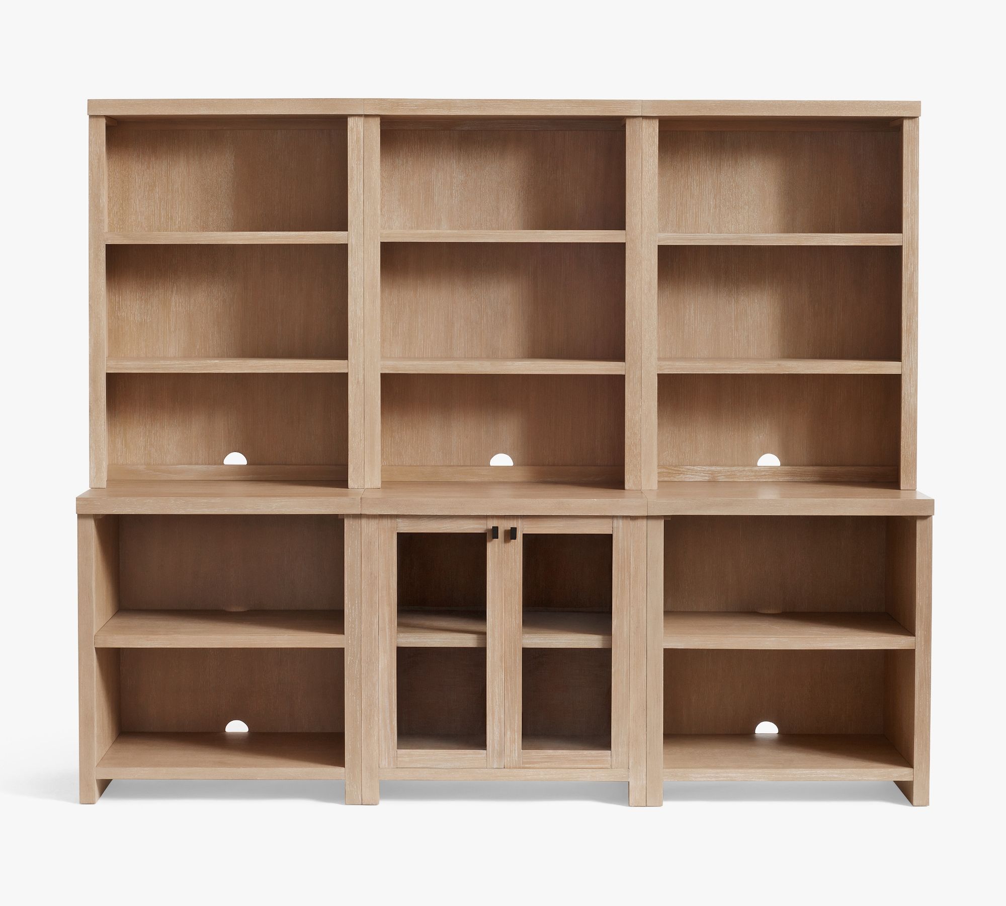 Modern Farmhouse 102” Shelf with Display Cabinet