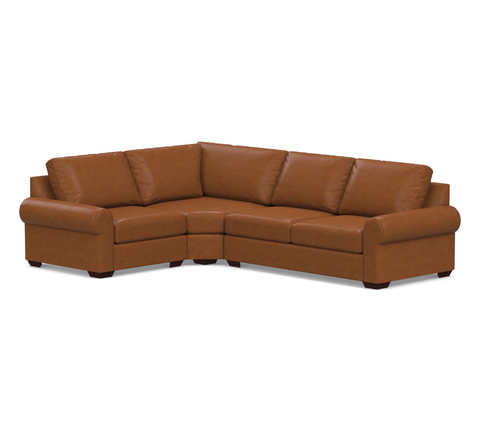 Big Sur Roll Arm Leather 3-Piece Wedge Sectional (123")