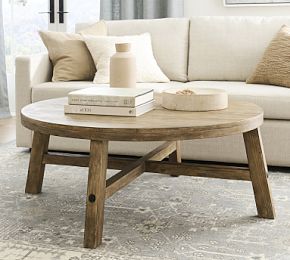 Rustic Farmhouse Round Grand Coffee Table | Pottery Barn