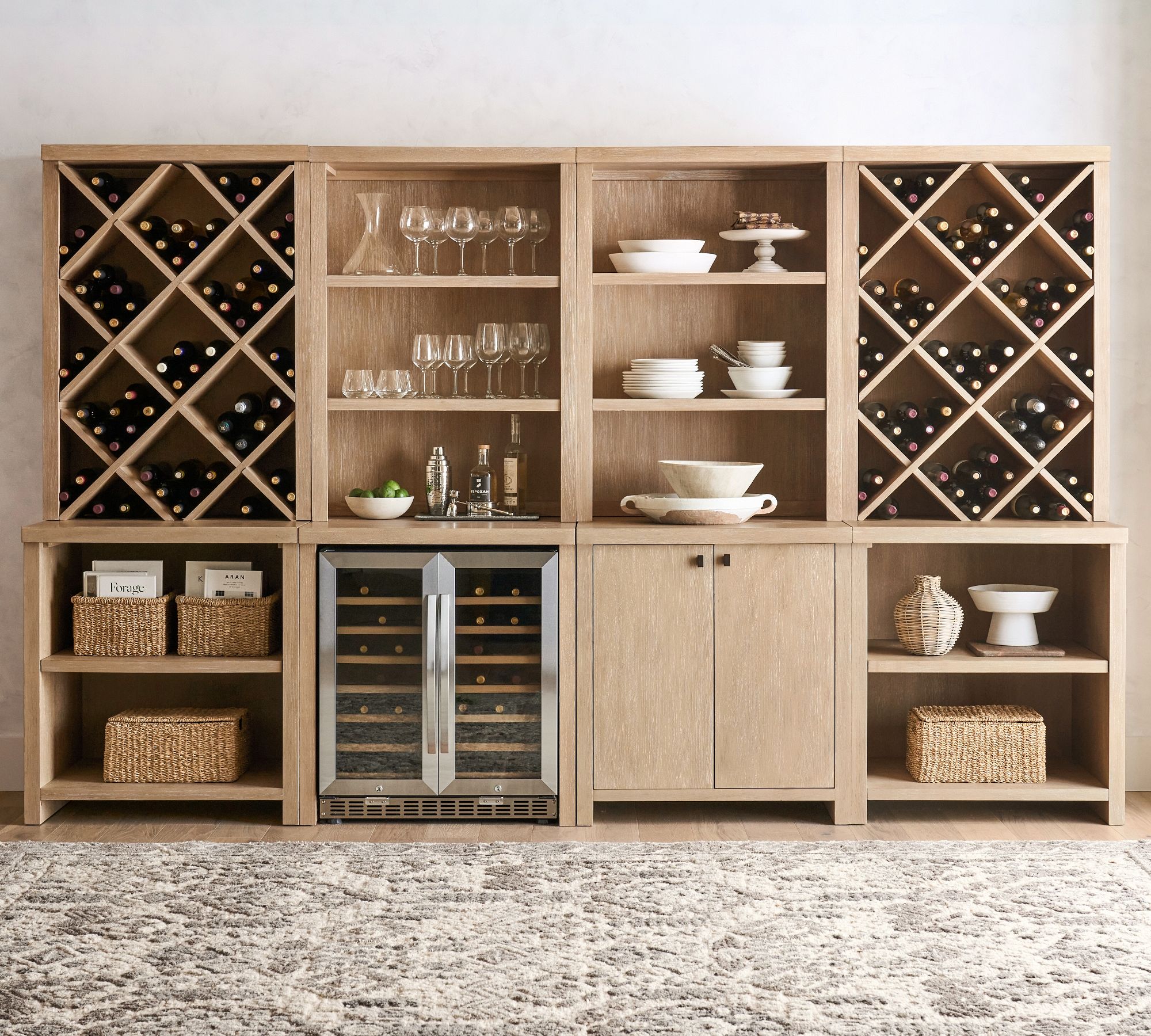 Modern Farmhouse 136" Grand Wine Storage with Cabinet