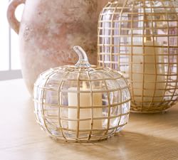 Palm Rattan Recycled Glass Pumpkin