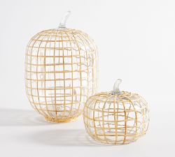 Palm Rattan Recycled Glass Pumpkin