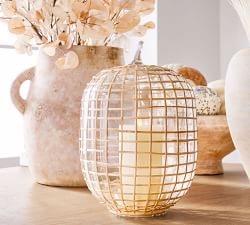 Palm Rattan Recycled Glass Pumpkin