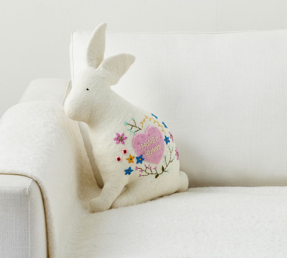 Honey Bunny Embroidered Shaped Pillow
