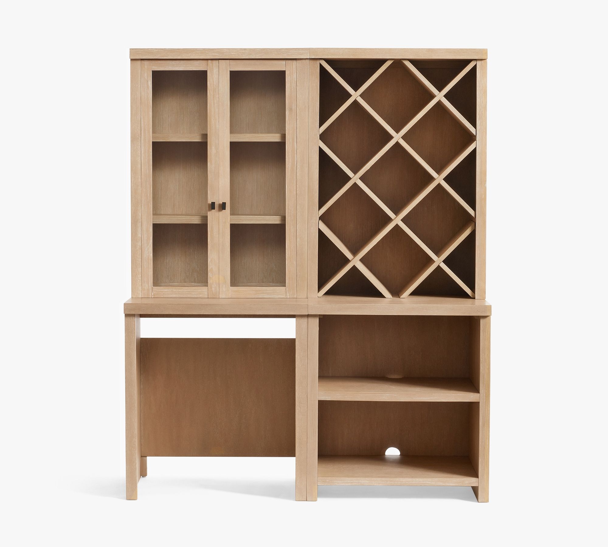 Modern Farmhouse 68” Wine Storage with Display Cabinet