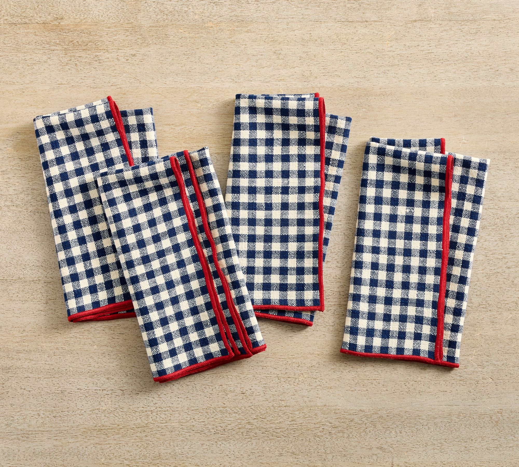 Two-Tone Gingham Organic Cotton Napkins - Set of 4