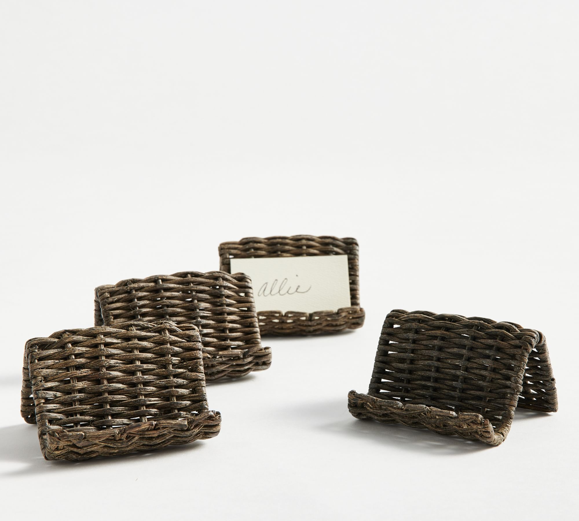 Handwoven Wicker Place Card Holders - Set of 4