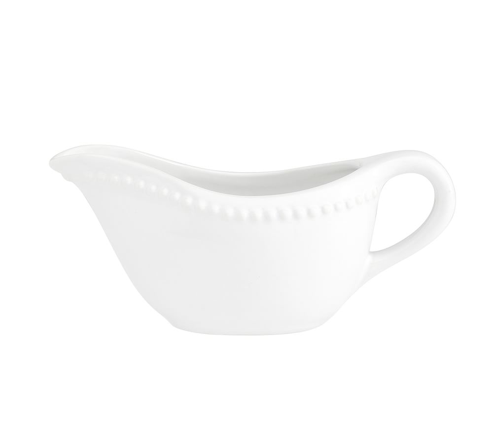 Pottery Barn - Emma Beaded Stoneware Gravy Boat (True White)