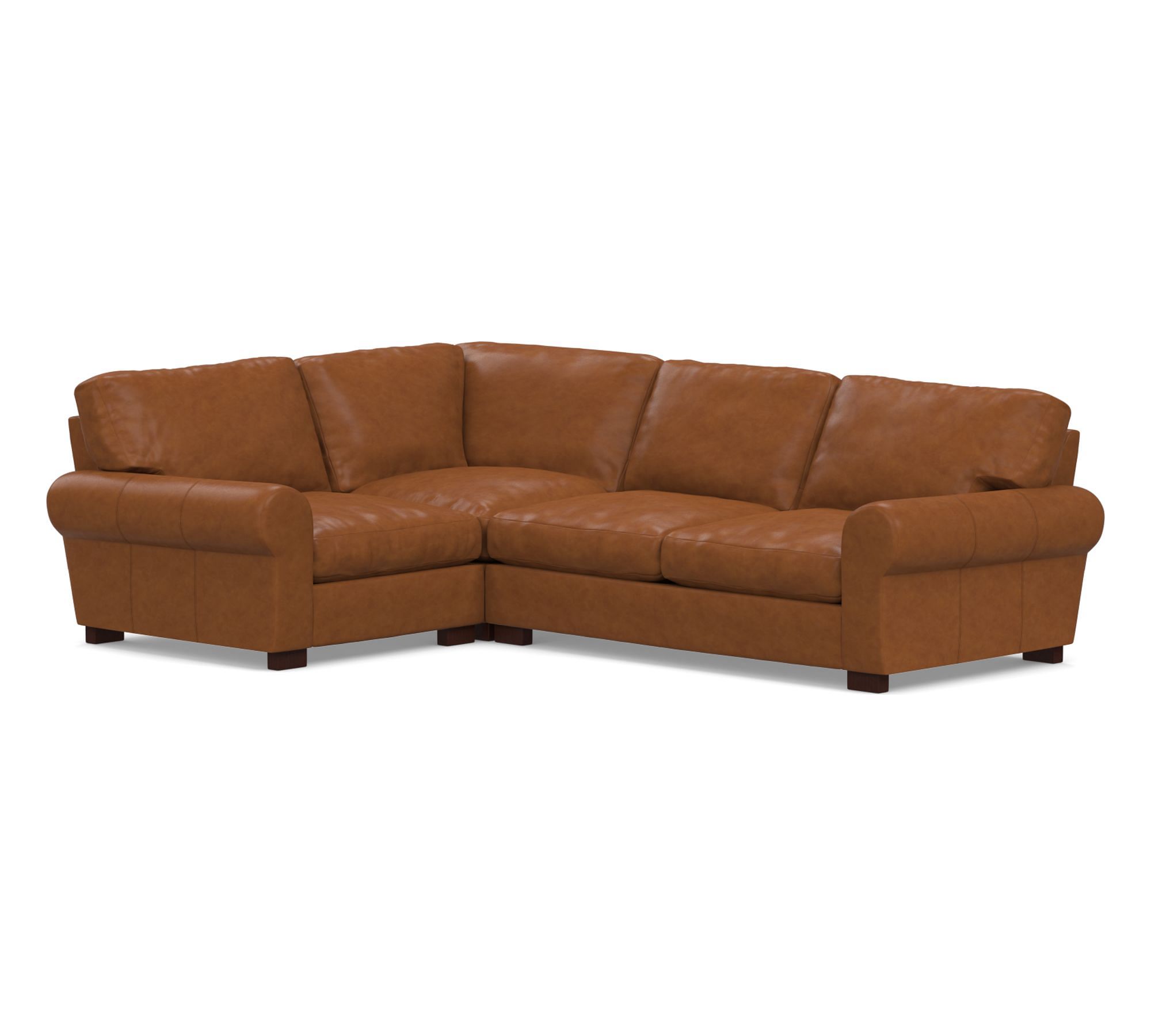 Turner Roll Arm Leather 3-Piece Sectional (114")