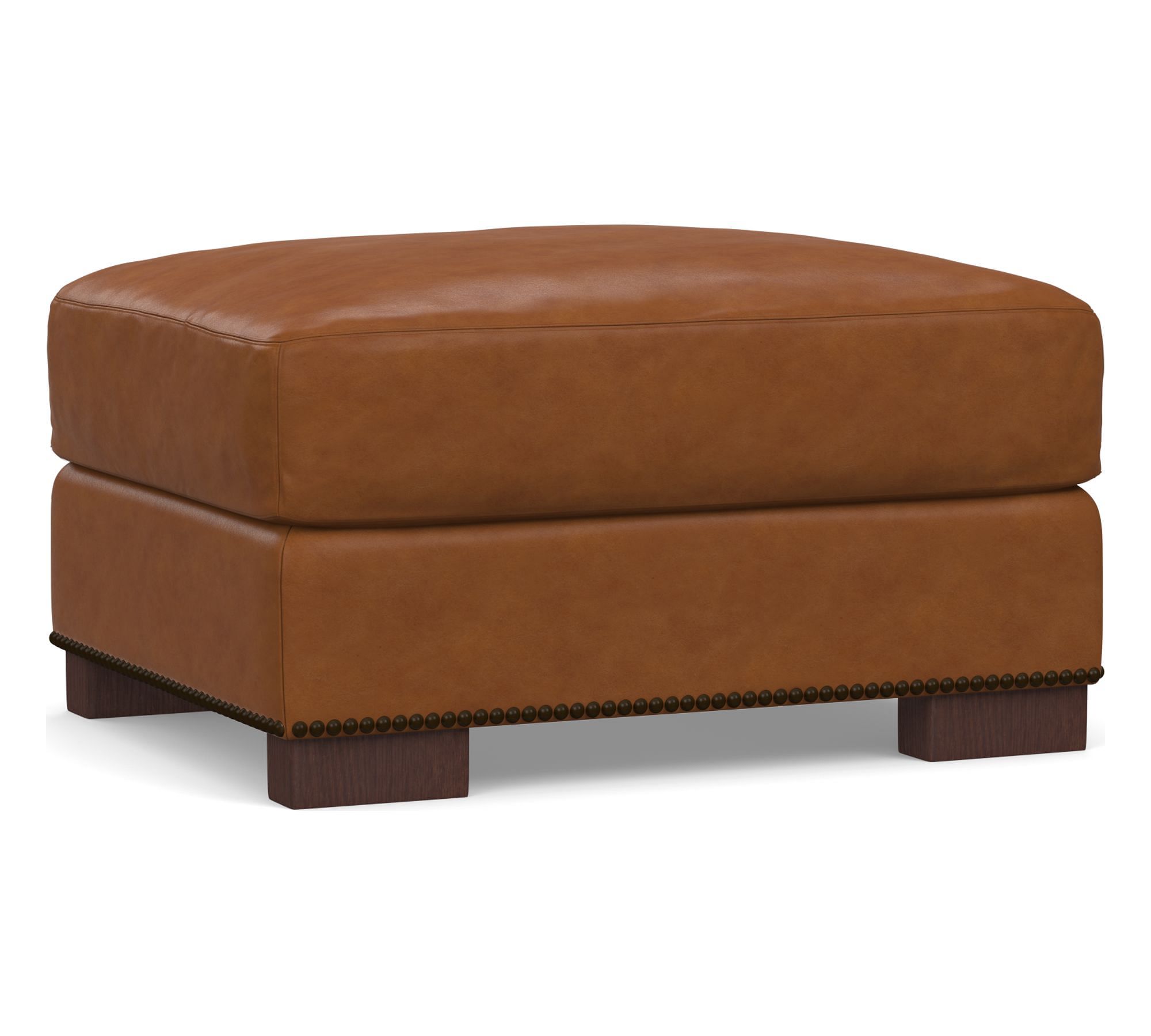 Turner Leather Ottoman with Nailheads