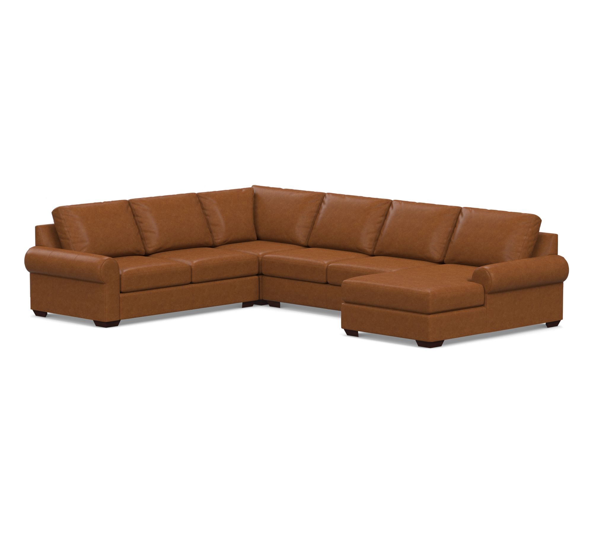 Big Sur Roll Arm Leather 4-Piece Chaise Sectional (147")
