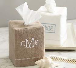 Linen Hemstitch Tissue Box Cover