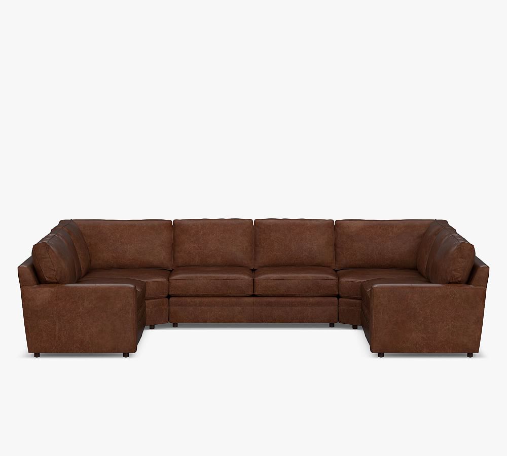 Pearce Square Arm Leather U-Shaped Sectional (161&quot;)