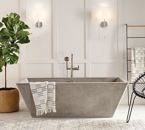 Brayson 66" Handcrafted Freestanding Concrete Bathtub | Pottery Barn