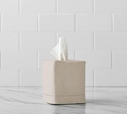 Linen Hemstitch Tissue Box Cover