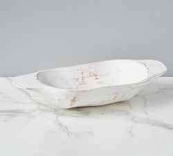 Distressed White Dough Bowl