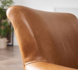 Irving Roll Arm Leather Swivel Chair