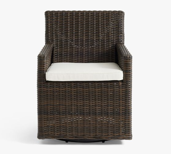 Torrey Wicker Swivel Outdoor Dining Chair | Pottery Barn