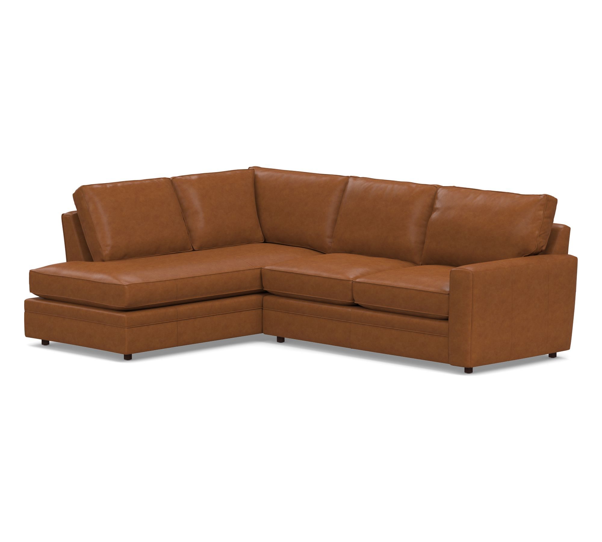 Pearce Square Arm Leather Return Bumper Sectional (112")