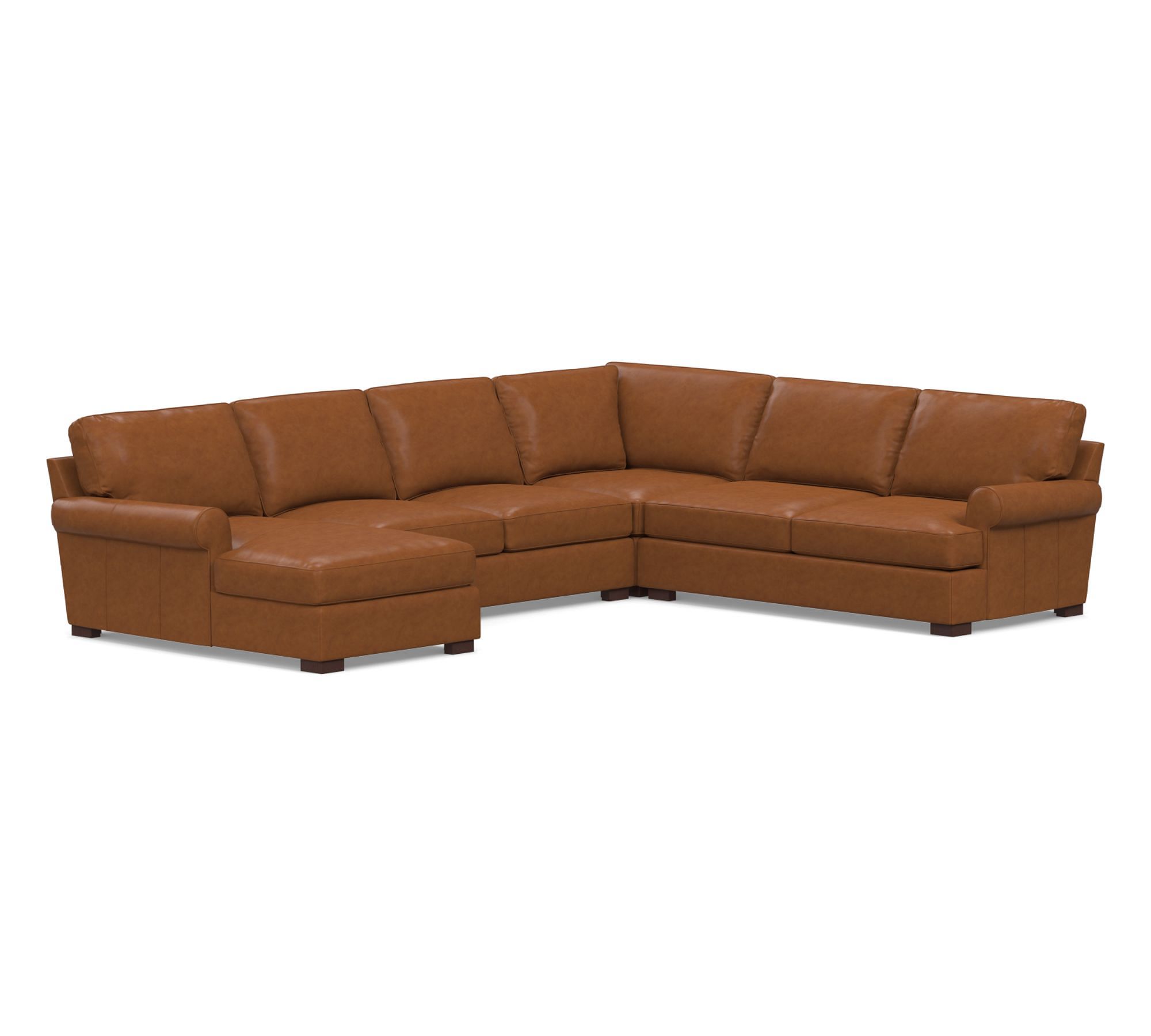 Townsend Roll Arm Leather 4-Piece Chaise Sectional (143")