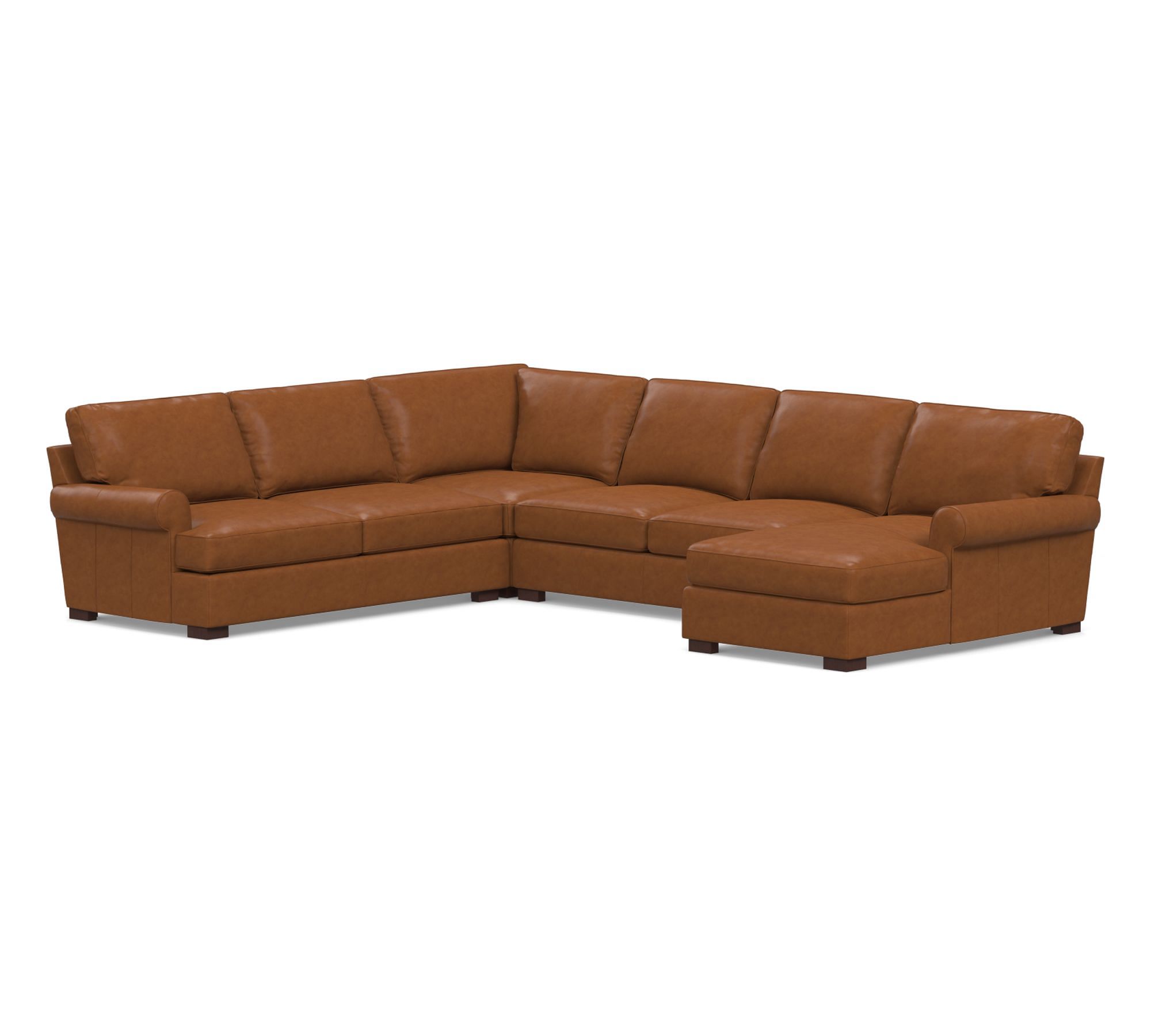 Townsend Roll Arm Leather 4-Piece Chaise Sectional (143")