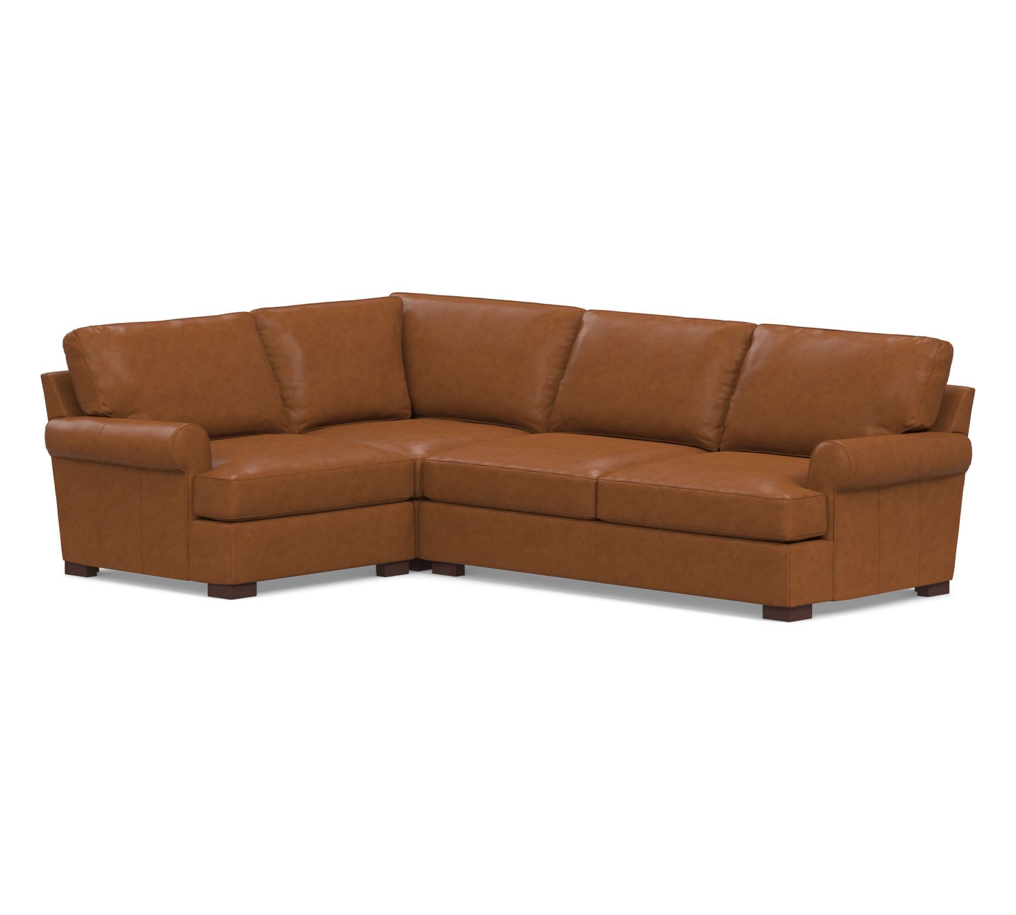 Townsend Roll Arm Leather 3-Piece Sectional (114")