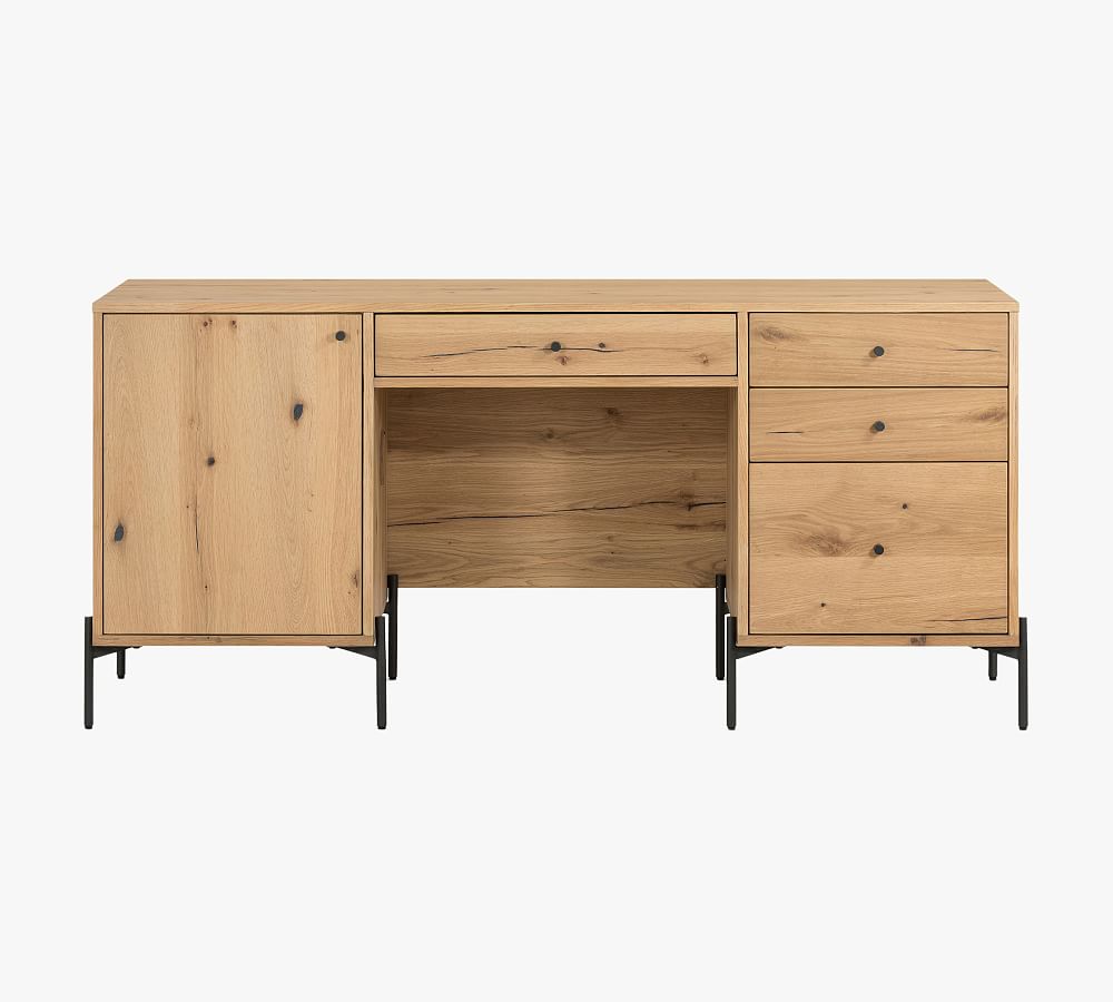 Sumner Contemporary Light Oak Resin Executive Desk with Drawers