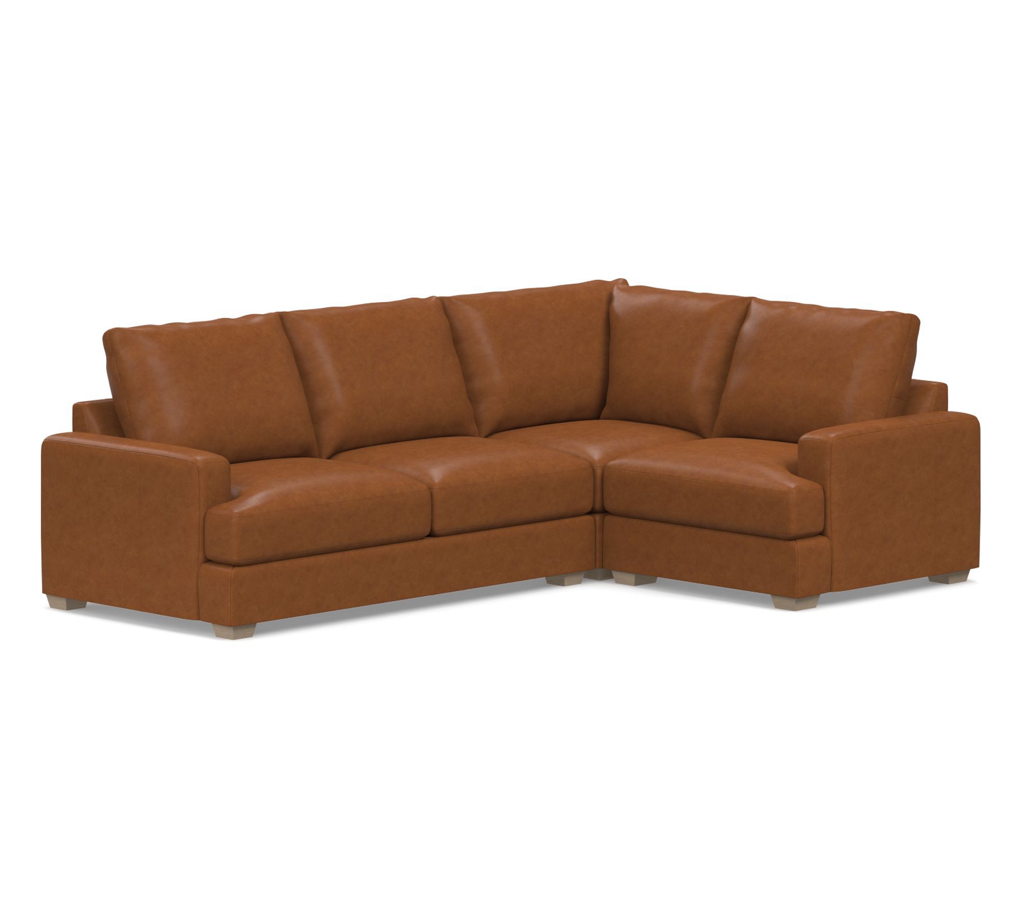 Canyon Square Arm Leather 3-Piece Sectional (119")
