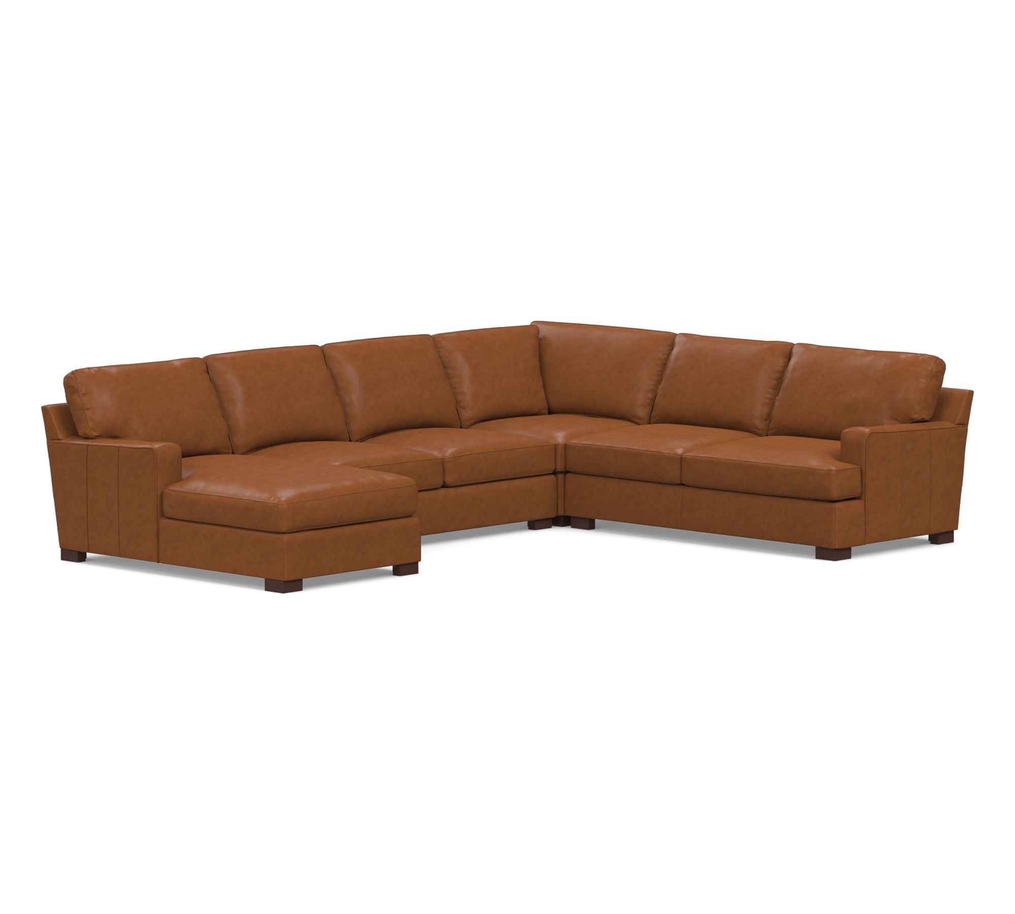 Townsend Square Arm Leather 4-Piece Chaise Sectional (113")