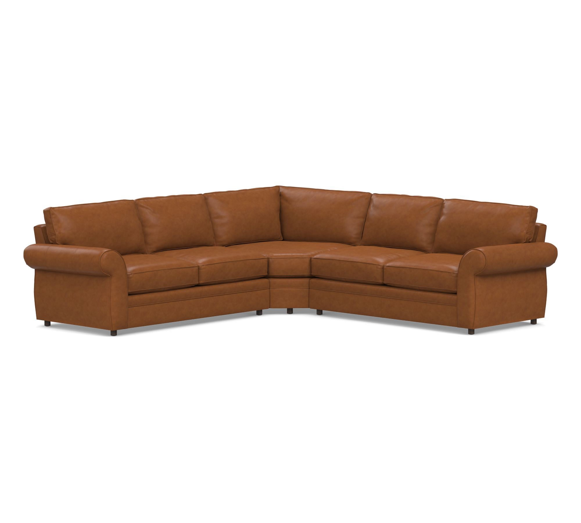 Pearce Roll Arm Leather 3-Piece L-Shaped Wedge Sectional (125")