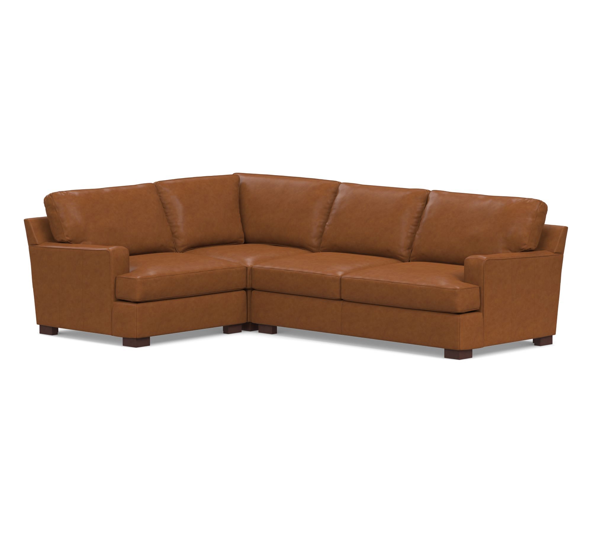 Townsend Square Arm Leather 3-Piece Sectional (113")