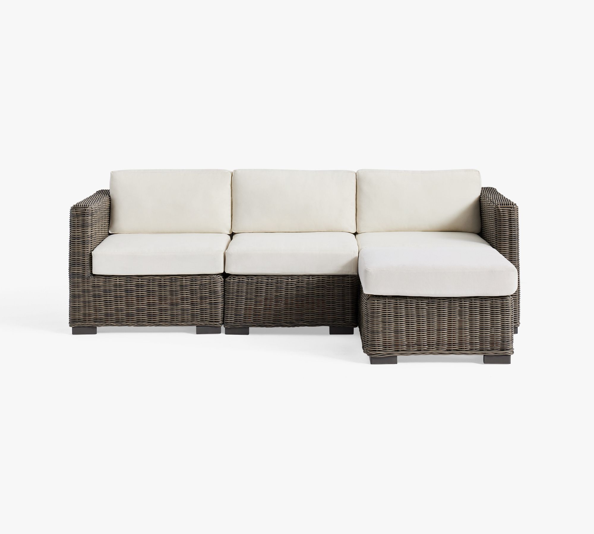 Huntington Wicker Square-Arm 4-Piece Outdoor Sectional (93")