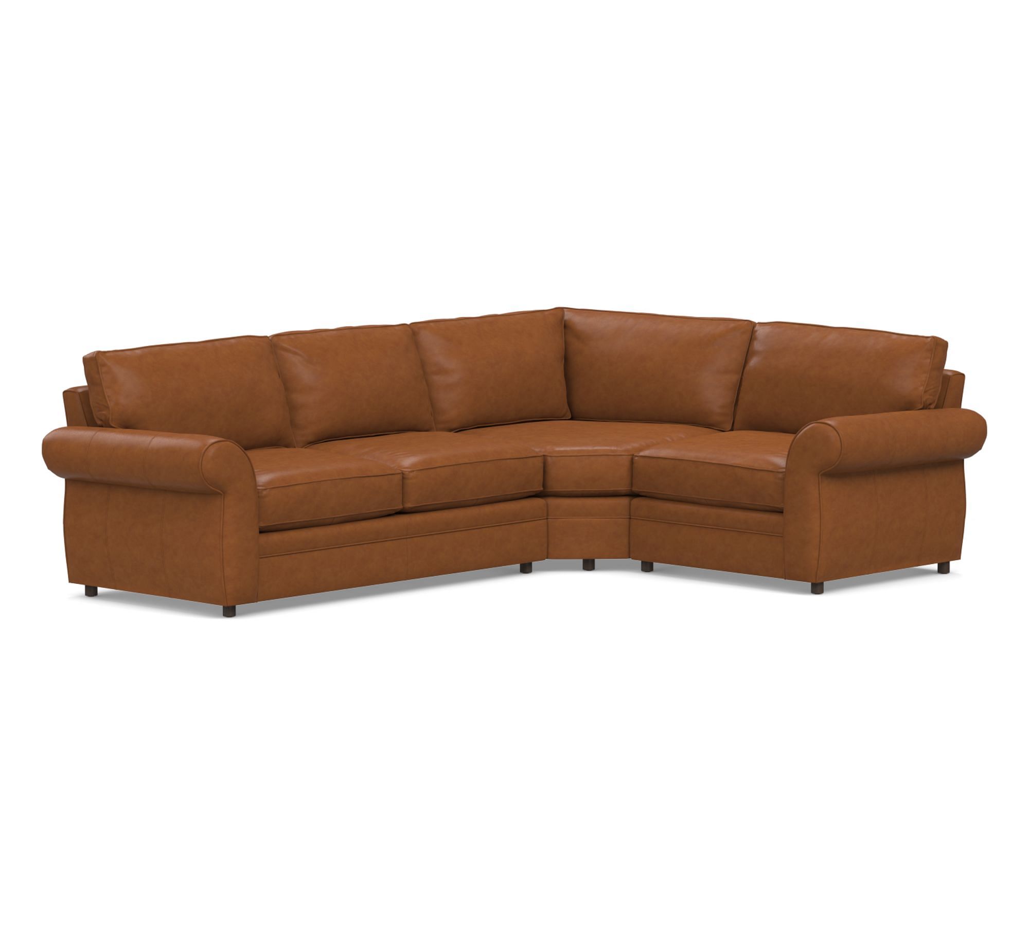 Pearce Roll Arm Leather 3-Piece Wedge Sectional (125")