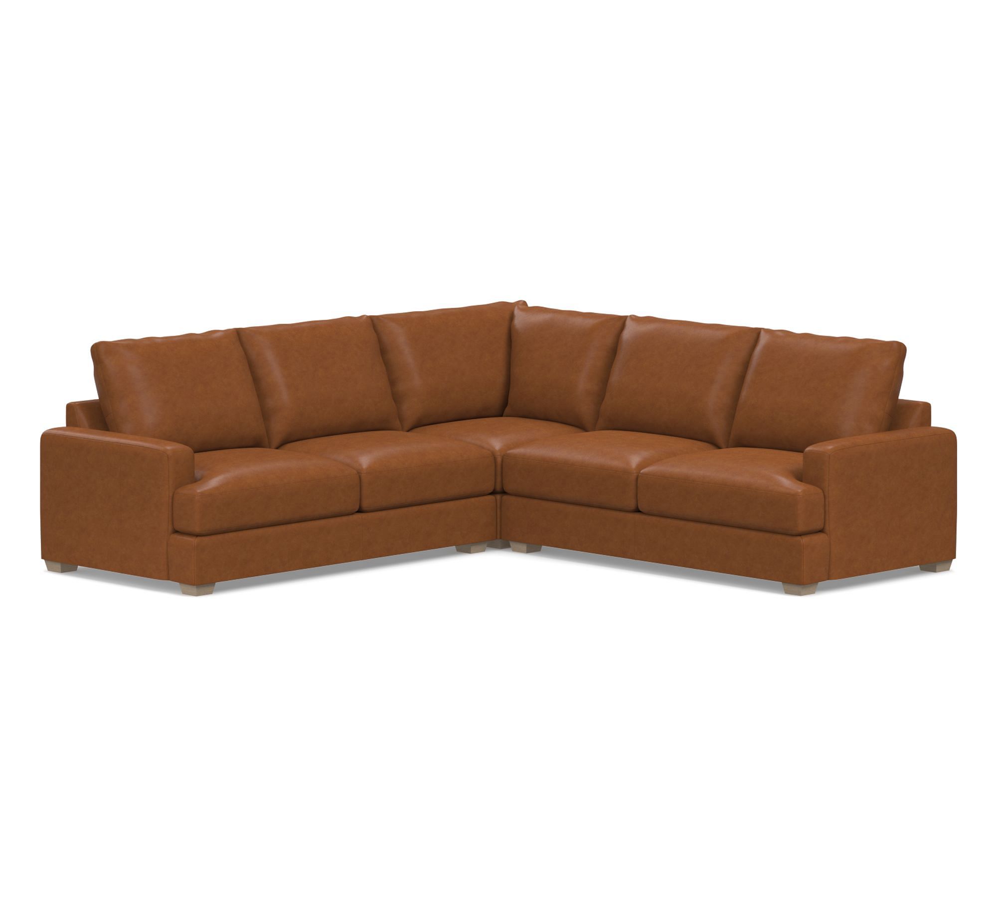 Canyon Square Arm Leather 3- Piece L-Shaped Sectional (119")